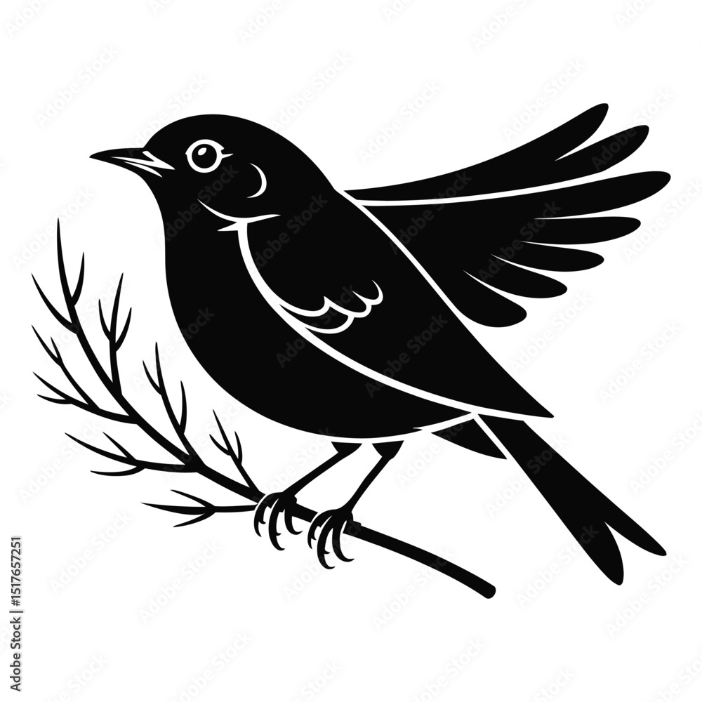 Obraz premium Small Bird Sitting on Branch