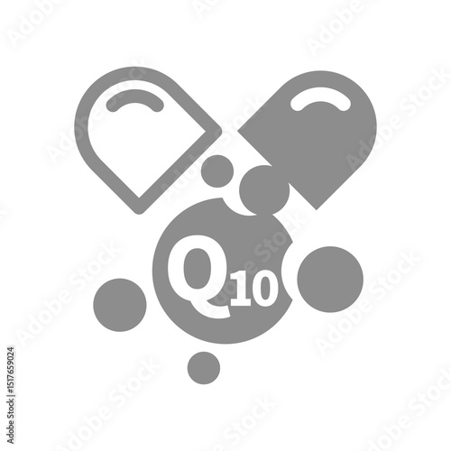 Coenzyme Q10 capsule vector icon. Supplement q 10 nutrient symbol.