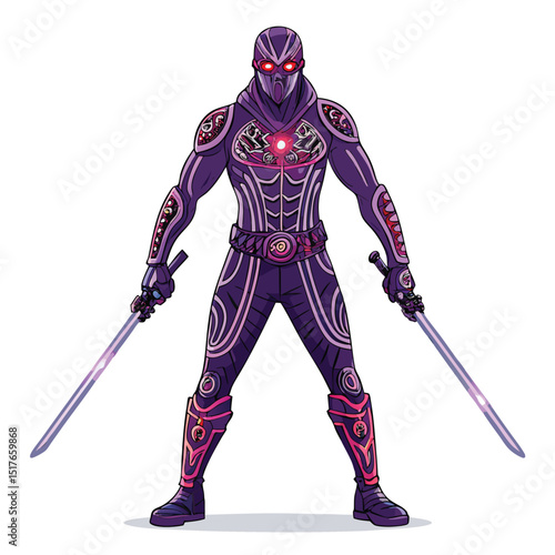 A cyberpunk vigilante, masked, with intricate glowing circuit tattoos across their body, standing in a dark alleyway.