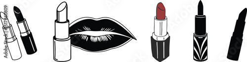 lipstick vector illustration, silhouette style design.