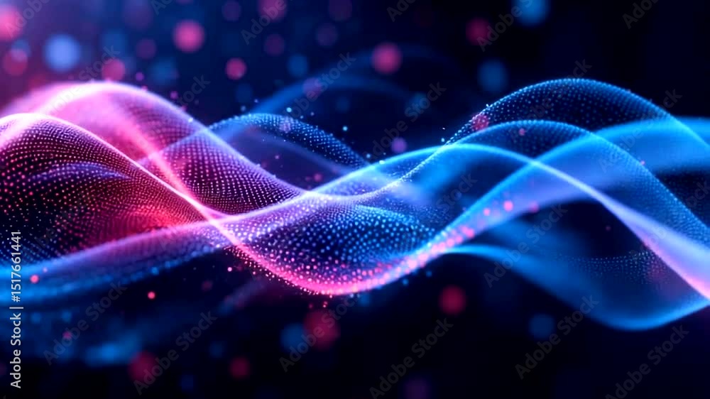 Abstract digital waves of pink and blue dots Abstract digital waves of pink and blue dots