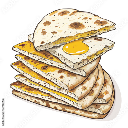 A visually appealing, close-up shot of a stack of warm naan breads with perfectly charred edges, glistening with melted butter.