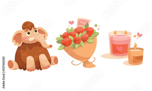 Adorable Cute Elephant Surrounded by Beautiful Flowers and Candles Perfect for Sweet Celebrations