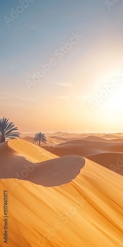 Wallpaper Mural Breathtaking Serene Desert Vista with Golden Dunes at Sunset, Tranquil Sandscape Under Warm Light Torontodigital.ca