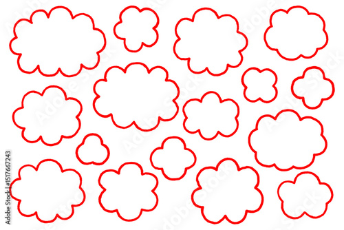 シンプルな赤い主線の雲形フレーム