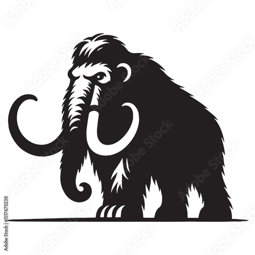 Woolly Mammoth silhouette in majestic stride – Woolly Mammoth illustration – Minimalist Woolly Mammoth vector – Stone Age silhouette

