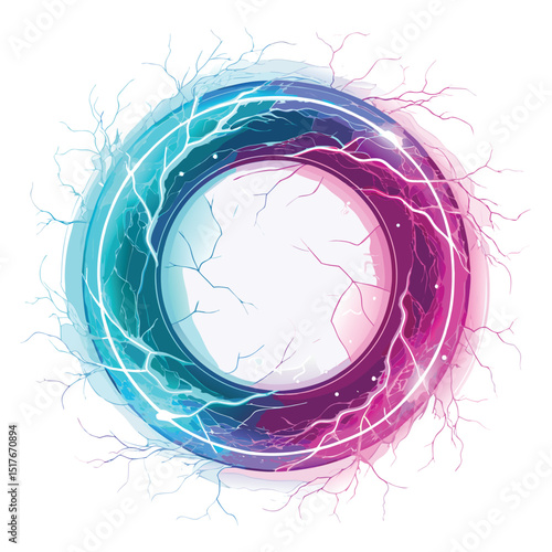Generate a detailed image of a glowing quantum neon energy portal ring, vibrant and swirling, showcasing intricate energy flows.  Emphasis on futuristic, sci-fi aesthetic.