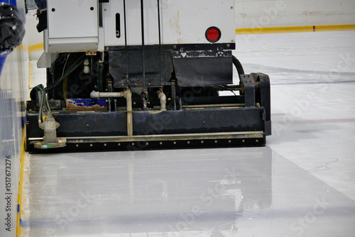 Photography Ice resurfacer working in ice rink. Zamboni