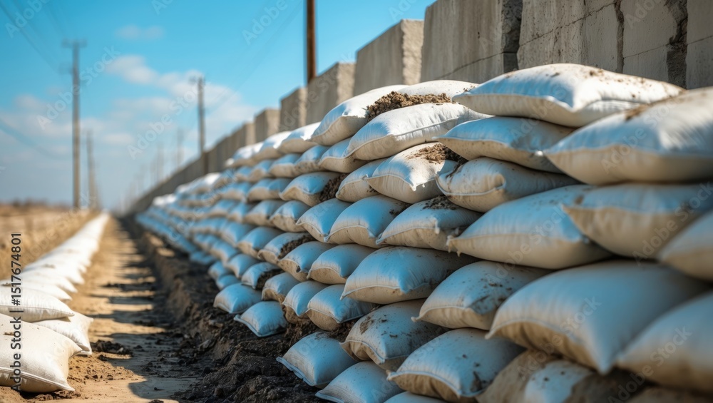 Emergency wall protections using sandbags against damage in urban settings Emergency wall protections using sandbags against damage in urban settings