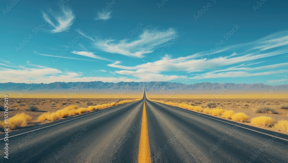 Fototapeta premium Country route with mountain landscape in the background