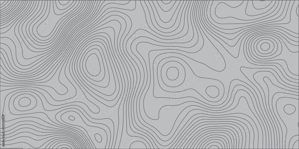 Fototapeta premium Create a seamless, abstract topographic map pattern in muted grey tones. The design should feature thin, flowing contour lines suggesting varying elevations, creating a subtle and sophisticated visual