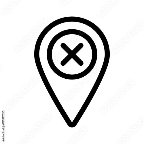 cross shape navigation marker thin line vector icon, destination point map pin