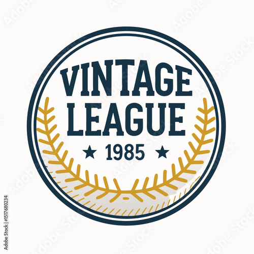 Design a retro round badge featuring "Vintage League 1985" in a classic font.  The badge should have a simple, clean design.