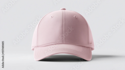 Light pink baseball cap mockup front view on white background