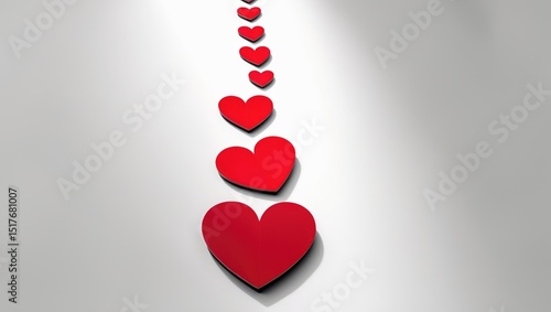 Isolated red paper heart on white background for Valentine's Day card with space for message, romantic gift design, love symbol, decoration element