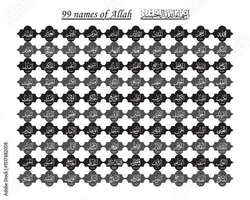 Asmaa Allah Al Husna “The Most Beautiful Names Of Allah ”the 99 Names Of God, Also Known As The 99 Attributes Of Allah. Which Are Taken From The Different Verses Of The Holy Quran