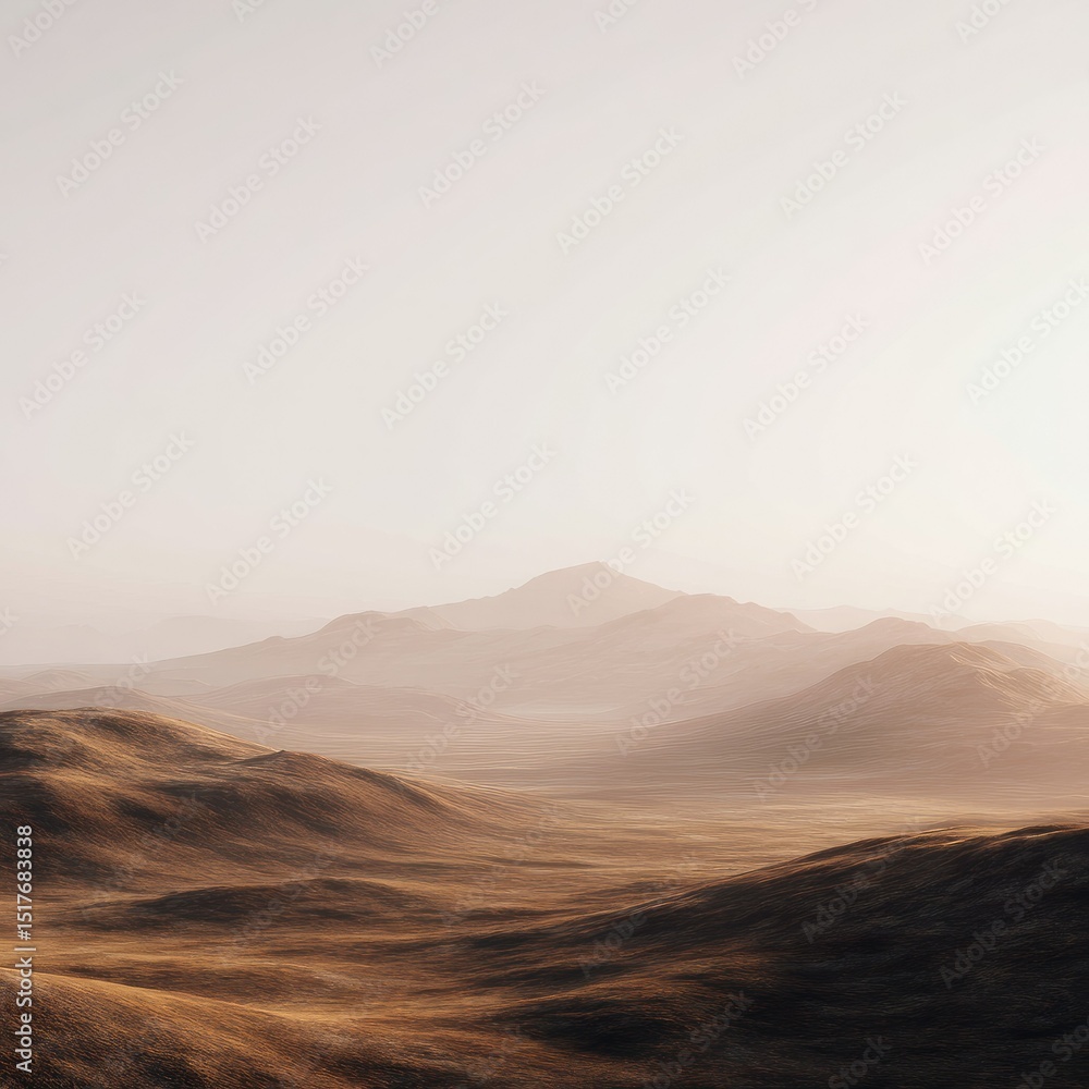Fototapeta premium Misty desert landscape, soft focus