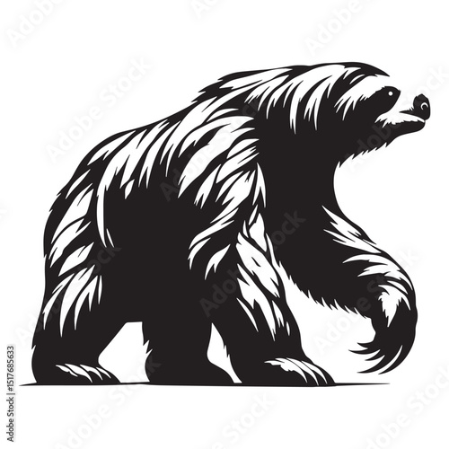 Herbivore Giant Sloth silhouette in still stance – Giant Sloth illustration – Minimalist Giant Sloth vector – Stone Age silhouette

