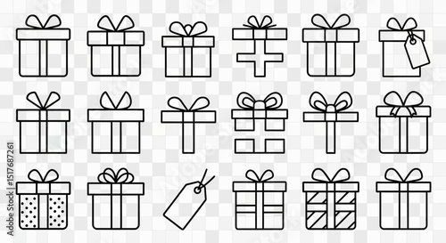 Collection of Gift Box Line Icons Perfect for Design Projects