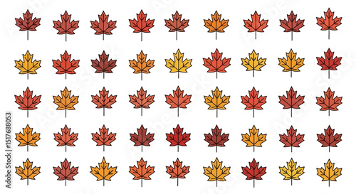 Autumn Maple Leaf Collection Vector Illustration of Colorful Fall Foliage