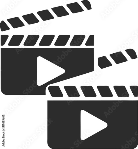 Two Movie Clapperboards Overlapping Representing Film Production and Video Content Creation