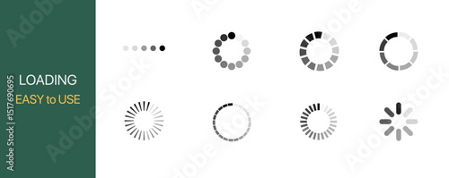 Loading icons progress bar Buffer loader or preloader loading bar signs download upload progress sign symbol buttons.

