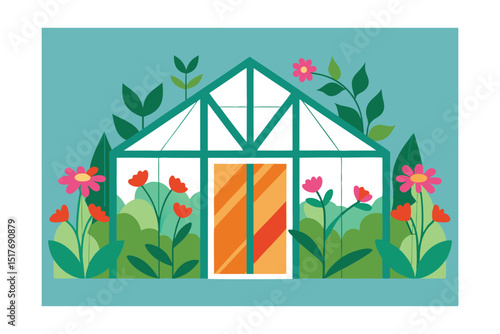 house and flowers