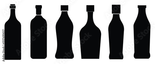 Alcoholic Drink Silhouettes: Bottles and Glassware"