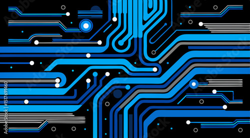  futuristic blue circuit board design with digital tech elements