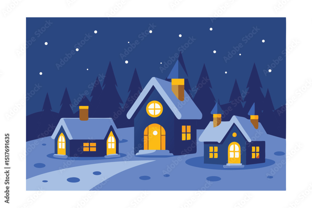 Fototapeta premium winter landscape with house