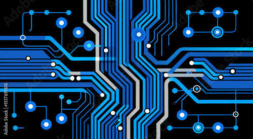  futuristic blue circuit board design with digital tech elements
