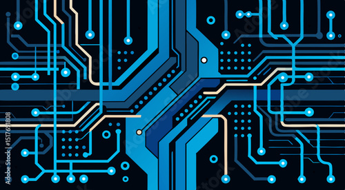  futuristic blue circuit board design with digital tech elements