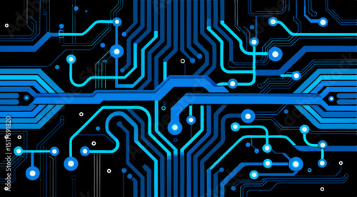  futuristic blue circuit board design with digital tech elements