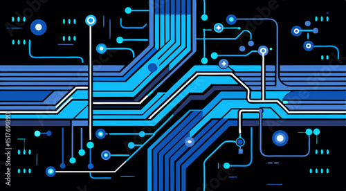  futuristic blue circuit board design with digital tech elements