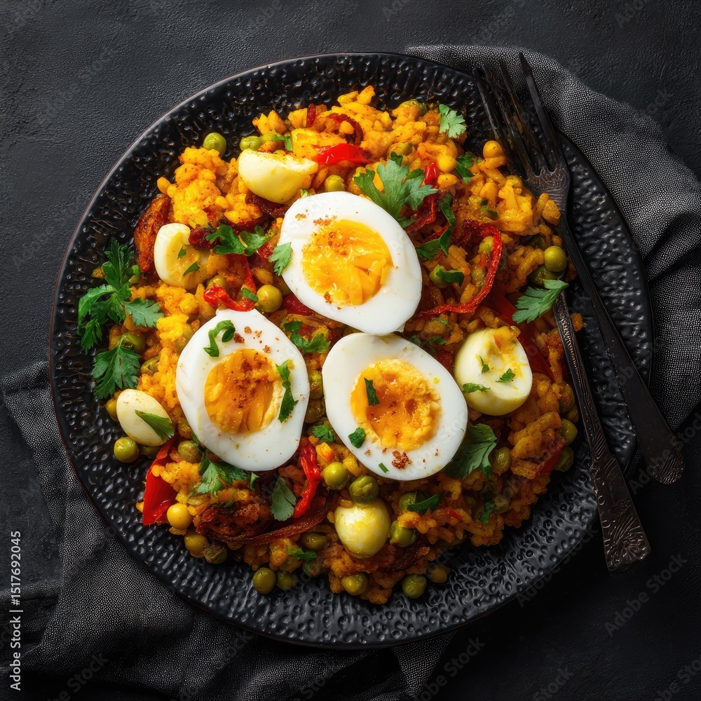 Spicy saffron rice dish with eggs Spicy saffron rice dish with eggs