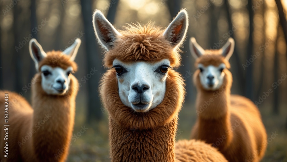 Llama and Alpaca Portraits in a Zoo Park Setting Llama and Alpaca Portraits in a Zoo Park Setting