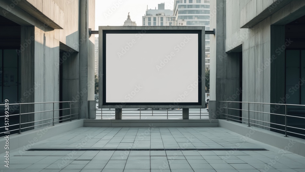 Fototapeta premium Vertical LED advertising billboard mounted on a concrete pole in a city outdoor setting