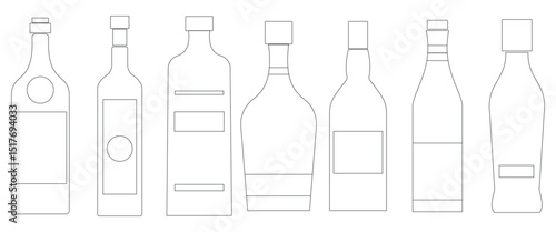 Alcoholic Drink Silhouettes: Bottles and Glassware"
