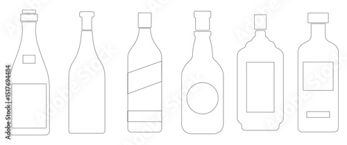 Alcoholic Drink Silhouettes: Bottles and Glassware"