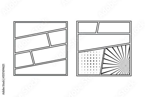 Comics blank layout panel template collection page design for graphic novel, manga, or storyboard