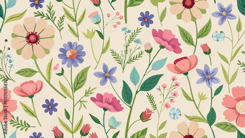 seamless pattern with flowers vector seamless pattern with flowers vector