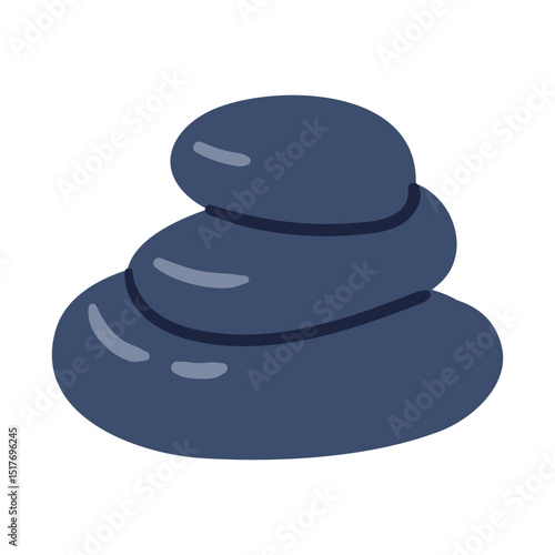 Balanced stack of smooth basalt stones for hot stone massage therapy. Hand drawn vector illustration.