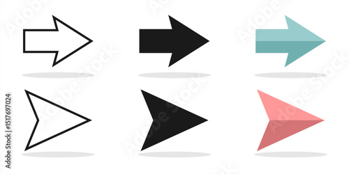 arrow vector flat icon set isolated on white background