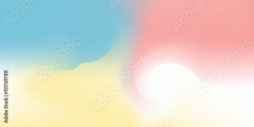 Abstract clear blue sky. Pastel rainbow. Light blue, pink and yellow color vector banner. Pastel gradient sky pattern. Blurred light fuzz colorful gradient background. Vector soft horizontal backdrop