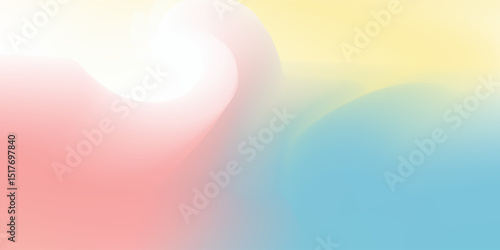 Abstract clear blue sky. Pastel rainbow. Light blue, pink and yellow color vector banner. Pastel gradient sky pattern. Blurred light fuzz colorful gradient background. Vector soft horizontal backdrop