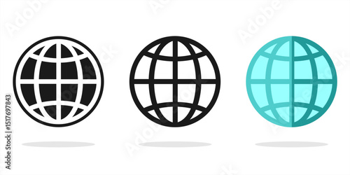 internet vector flat icon set isolated on white background