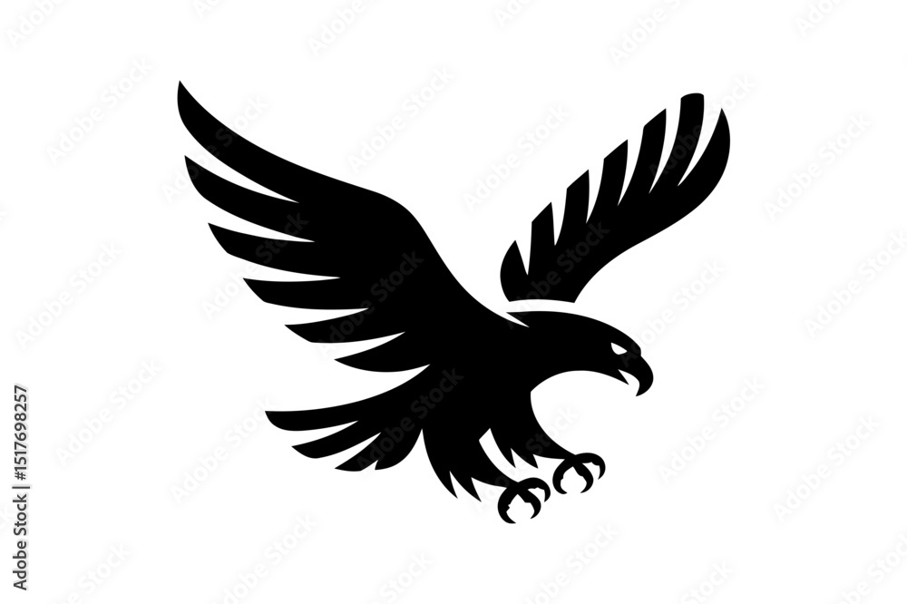 Obraz premium Eagle soaring vector black silhouette bird design