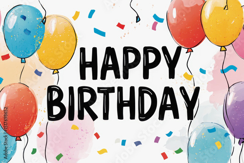 Color Holiday Card Happy Birthday Greetings celebration party. AI Generative