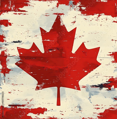 Grunge style canadian maple leaf symbol representing patriotism and national identity