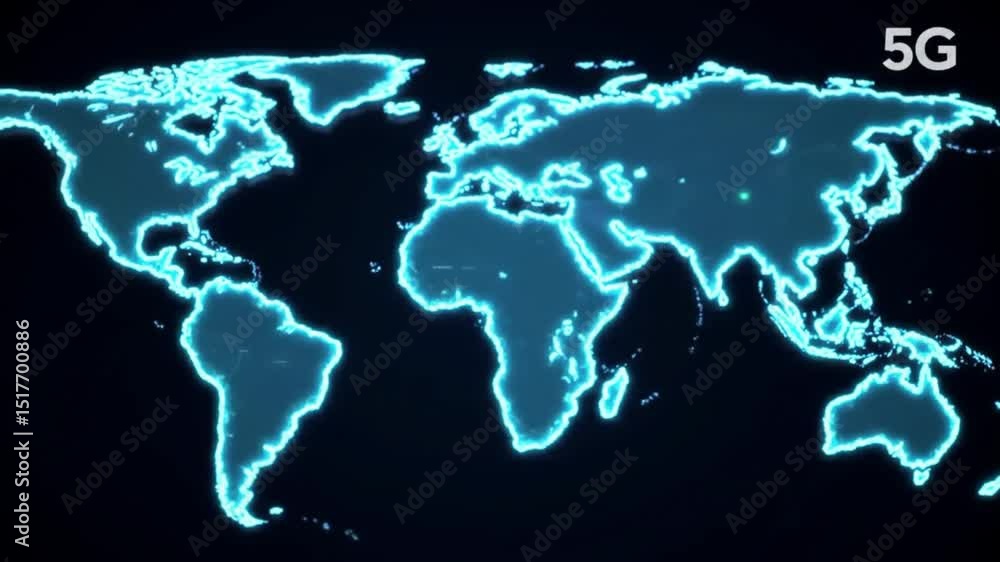 5G network expanding worldwide coverage animation 5G network expanding worldwide coverage animation